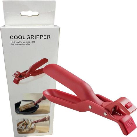 Lot de 2 pinces antidérapantes en silicone résistant à la chaleur pour assiettes et bols, ustensile de cuisine rouge (1/5)