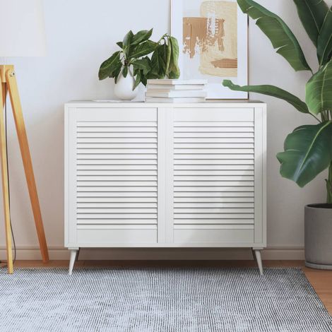 Portes d'armoire à lattes, lot de 2, blanches, 69 x 49,4 cm, en bois massif