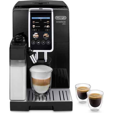 De'Longhi Dinamica Plus ECAM382.70.B, Macchina Automatica per Caffè in Chicchi, Macchina Cappuccino con Tecnologia LatteCrema, Macchina Espresso con 18 Ricette, Schermo TFT 3,5", 1450W, Nero