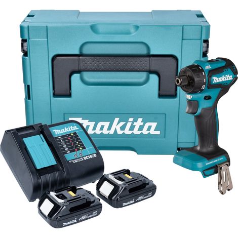 Trapano avvitatore a batteria Makita DDF 083 SYJ 18 V 40 Nm 1/4'' brushless + 2x batteria ricaricabile 1,5 Ah + caricabatterie + Makpac