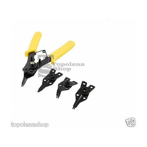 PINZA SEEGER PER FERMI APRI ANELLI ELASTICI INTERNI ESTERNI KIT SET 4 TESTE
