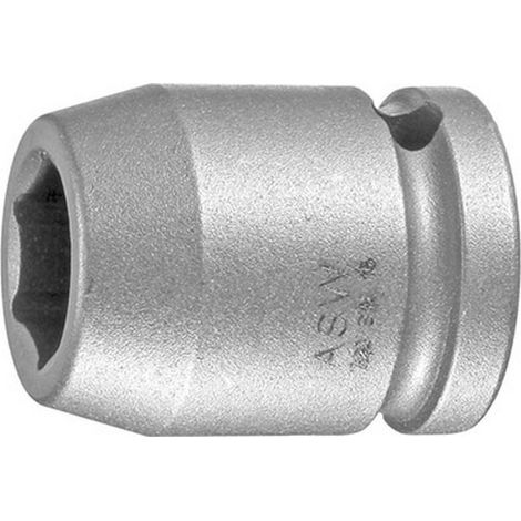 Manguito de choque 1/2'', modelo corto, lado e/planos : 12 mm, Largo 38 mm, Ø exterior de la toma de fuerza 19,5 mm, Ø exterior de entrenamiento : 25 mm (1/4)
