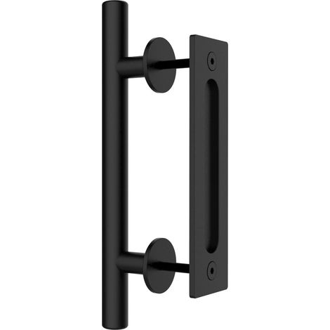 30cm Matériel de poignée de porte de grange coulissant, avec poignée de doigt de chasse d'eau, poignée et kit de poignée de porte de grange de chasse d'eau pour armoire de porte de garage (1/5)