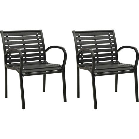 Chaises de jardin lot de 2 Acier et WPC Noir (1/5)