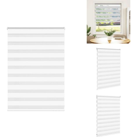 Zebrarollo Weiß 95x100 cm Stoffbreite 90,9 cm Polyester - Zebra-Jalousie - Zebra-Jalousien - Zebra-Rollo - Doppelrollo (1/5)