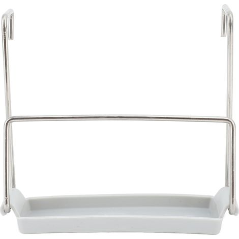 Supporto per coperchio di pentola a cottura lenta in acciaio inox con vassoio in silicone antigoccia grigio - Accessorio da cucina pratico e compatto (1/5)