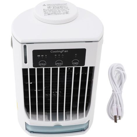 Tragbarer USB-Klimagerät, Verdunstungskühler, einstellbare Windgeschwindigkeiten, Tischventilator für Zuhause, Camping und Büro (1/5)
