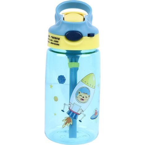 Gobelet enfant 480ml bleu clair anti-fuite avec paille portable pour école voyage (1/5)