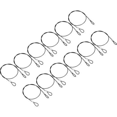 Câble Sécurité - 8 Pièces - Acier Inox 2mm - Double Boucle - Bagage Vélo Éclairage - Noir 0,5m (1/5)