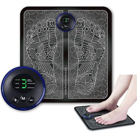 2pcs Massager des pieds, EMS Massager pour pieds, masseur plantaire électrique pliable et portable, pour la circulation sanguine et le soulagement de la douleur musculaire, 6 modes et 9 intensités