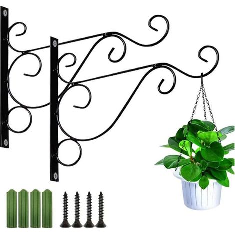 Support mural pour plantes en 2 pièces Jardinières suspendues en métal Haut (1/5)