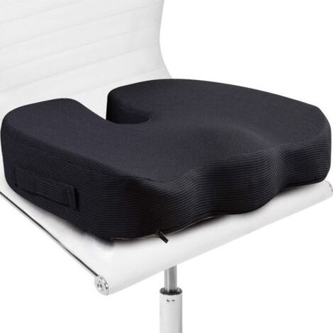 Coussin de siège pour chaise de bureau - Coussinet coccyx ferme en mousse à mémoire de forme - Coccyx, sciatique, soulagement des douleurs dans le bas du dos - Correcteur de posture profilé pour voitu (1/5)