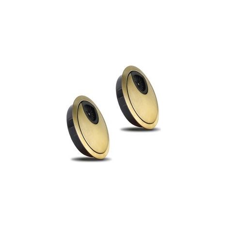 Passe-câble de 60 mm, lot de 2 passe-câbles métalliques pour bureau, couleur bronze, protection contre la rouille et la corrosion, pour bureaux et plans de travail.