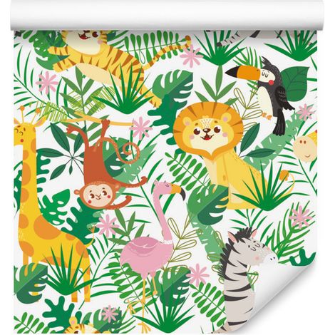 Papel pintado de animales salvajes para salón y dormitorio, 50x1000 cm. (1/5)