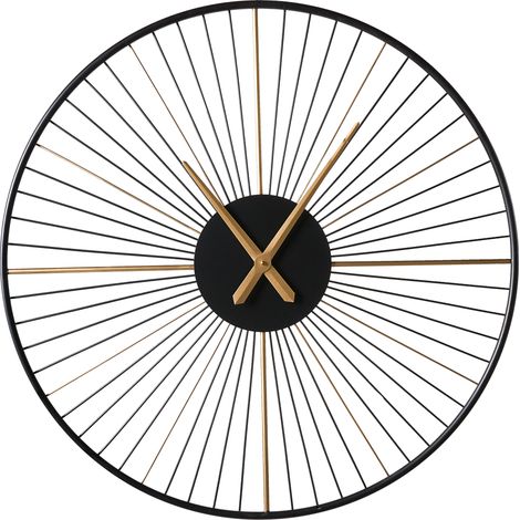 Reloj de pared moderno colgante estilo industrial escandinavo estructura de metal negro Sazais (1/5)
