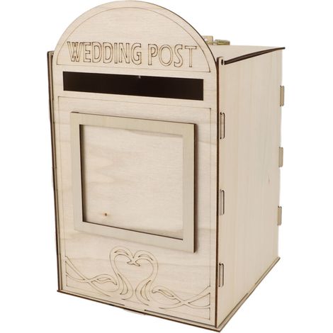 DIY Wooden Wedding Mailbox Post Box with Lock Key for Reception Wedding Anniversary Party Decoration JM01618