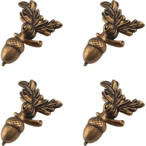 Lot de 4 poignées d'armoire et de tiroir en forme de gland - En métal - Style antique - Pour porte d'armoire, meubles - Décoration - Café (1/5)