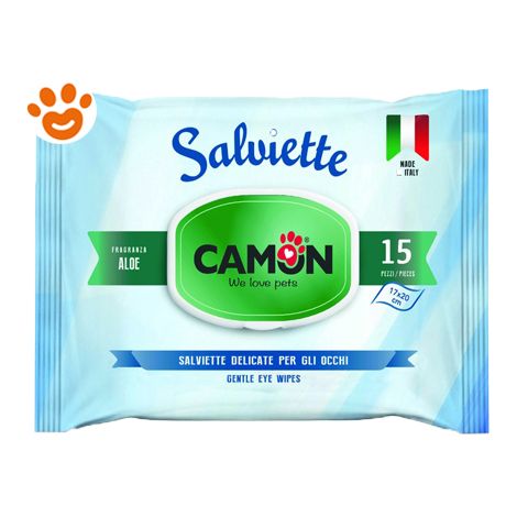 Camon Dog & Cat Salviette Delicate per Occhi Aloe - Camon Dog & Cat Salviette Delicate per Occhi Aloe - Confezione da 15 Salviette