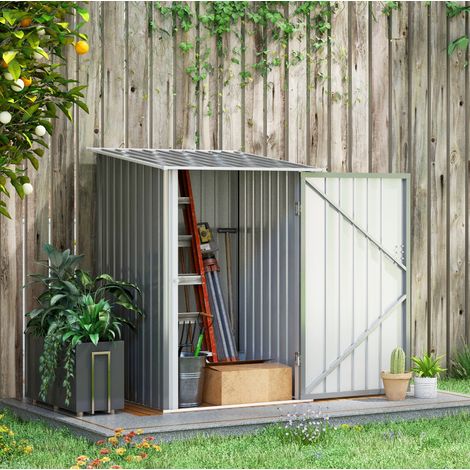 Abri de jardin en acier gris 0,92 m² avec toit incliné et porte verrouillable, 100 x 103 x 160 cm, pour ranger outils et mobilier d'appoint - CHICFURN (1/5)