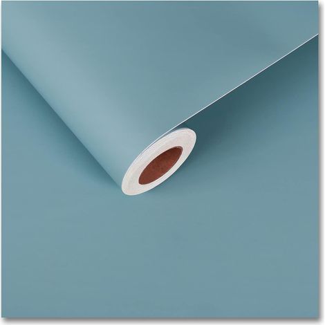 Papier Peint Autocollant Gris Et Bleu - 30 Cm X 200 Cm - Film Adhésif Mat Pour Meubles - Bleu Clair - Pour Meubles, Salon, Salle De Bain - Film Imperméable - Pour Cuisine, Plan De Travail (1/5)