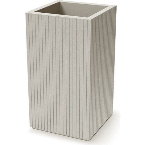 Pot de Fleurs Carré Haut TCS40H - 40x40x70 cm - Couleur Sable - Plastique Durable - Grande Capacité