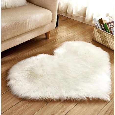 1pc Tapis Fluffy Heart Shaped Shaggy Tapis De Souple Chambre Poilu Tapis pour Chambres Salon Chambres Enfants Décor (1/2)