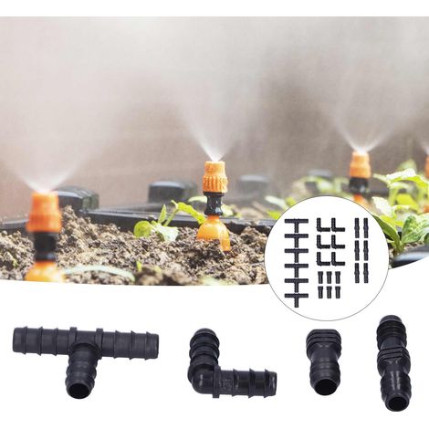 Kit Irrigation - Embouts Barbelés pour Tuyau 1/2 - 24 pièces - ABS - Connexions Droites, Tee, Coudes et Bouchons de Fin (1/5)