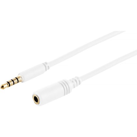 1aTTack.de 1 x 1 m – Rallonge audio blanche 3,5 mm TRRS Slim contacts plaqués or parfaite pour les connexions AUX et les casques