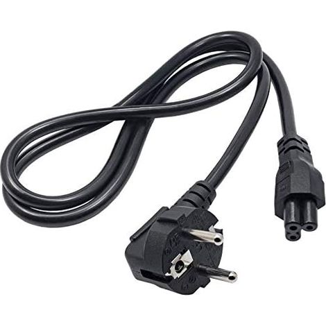 Câble Alimentation 1,5M Prise F 90° Vers C5 Trèfle Pour Écran TV Ordinateur Noir (1/5)
