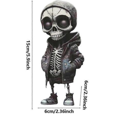 Skelett-Autozubehör, Halloween-Skelett-Deko, Totenkopf-Armaturenbrett-Deko, stehendes Skelett-Ornament für Halloween, Punk-Skelett (1/5)