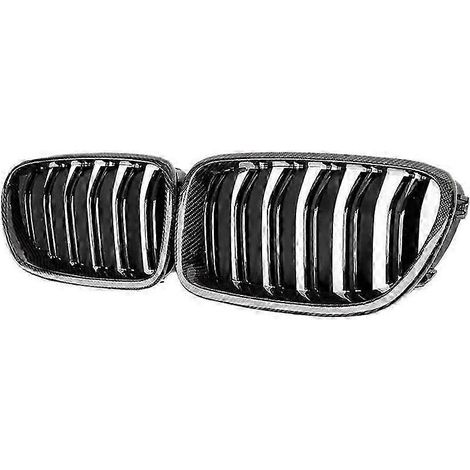 Griglia anteriore a doppio lamelle in fibra di carbonio lucida, compatibile con BMW Serie 5 F10 F11 (2010-2016) (1/5)