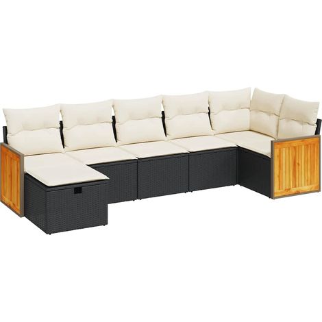 vidaXL Set Divani da Giardino con Cuscini 7pz Nero Polyrattan (1/5)