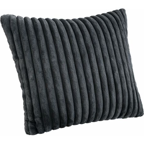 Coussin gris foncé en velours côtelé RIVOLI (1/2)