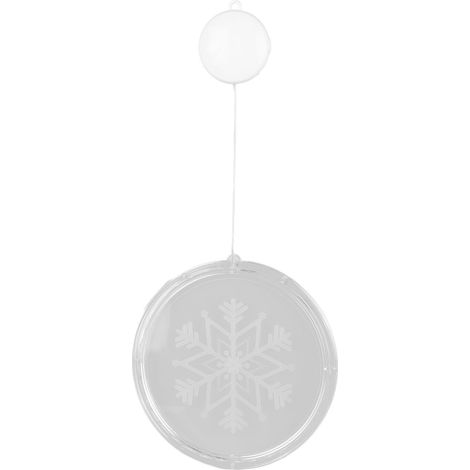Décorations lumineuses LED de Noël, flocons de neige, acrylique rond, lampe de fenêtre 3D, sans fil, pour porte et intérieur, pile incluse, ambiance festive. (1/5)