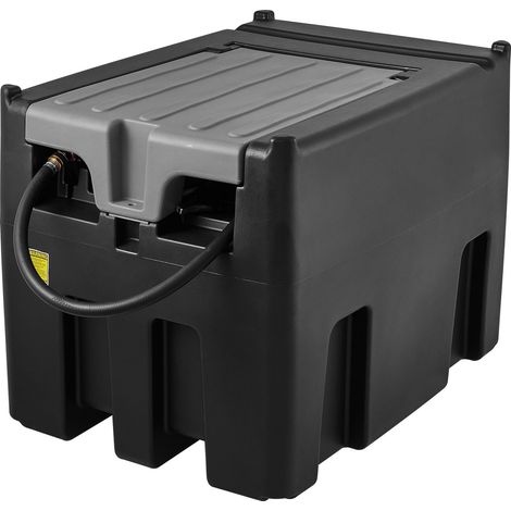 Réservoir de carburant diesel portable, 439,1 L, débit 37,85 L/min, avec pompe électrique 12V et tuyau en caoutchouc 399,3 cm, en PE, noir, pour transport facile de carburant (1/5)