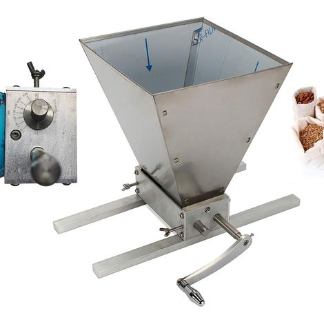 Moulin à malt, moulin à céréales manuel avec 2 roulettes - Pour la maison - Réglable - Pour orge, blé, malt (1/5)