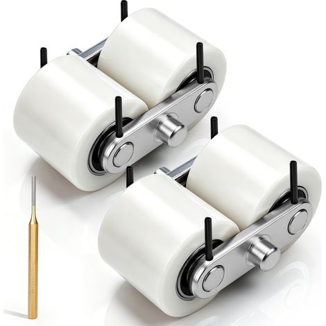 Lot de 4 Roue de Chariot Élévateur Nylon Polyamide Roulettes de Transpalette 80 X 70 mm, Roulement 6204 Alésage 20 mm,  Charge Max 3000 Kg, Double Roulement À Billes D’atelier (1/5)