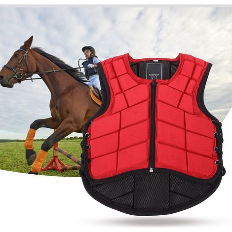Veste de Protection Équestre pour Enfants avec Rembourrage en Mousse - Équipement de Sécurité pour Équitation - Rouge (1/5)