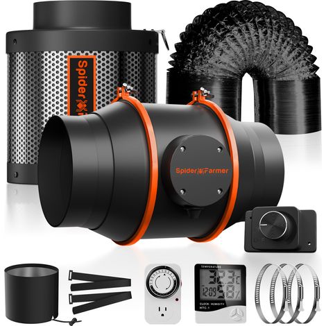 2025 Spider Farmer 6 Zoll Inline-Kanalventilator mit Drehzahlregler Lüftungsabluftventilator (1/5)