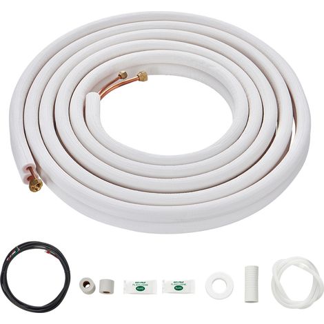 Mophorn Set mini linea split da 7.620 mm, tubi in rame con diametro esterno 6,4 e 9,5 con isolamento a triplo strato, include cavo di collegamento da 27 piedi e accessori