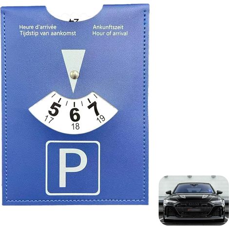 European Blue Zone Parking Disc Faux Leather Soft-Touch 11 x 15 cm Multilingual Time Disc for Car, Motorcycle, Scooter, Camper and Quad (1/5)
