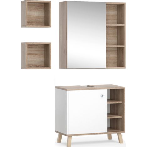 Set mobili bagno Senyo, Bianco, 3 parti, Vicco