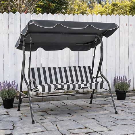Balancelle de jardin gris en métal 170 x 110 x 153 cm (1/5)