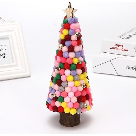 Sapins de Noël miniatures de 26 cm - Boules colorées - Décoration de sapin de Noël en feutrine pour enfants (C) (1/5)