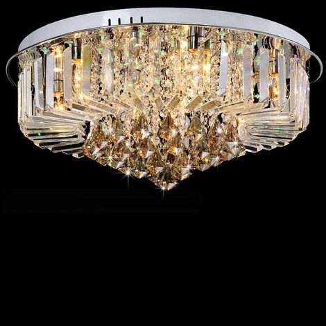 Araña de cristal, moderna araña de 220 V, lámpara de techo de cristal transparente para recibidor, salón, dormitorio, comedor (9 luces/60 x 27 cm) [Clase energética A++].