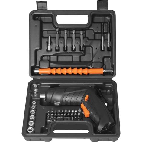 Tournevis électrique rechargeable, équipé d'une poignée rotative et d'une lumière LED, adapté aux réparations domestiques. (1/4)