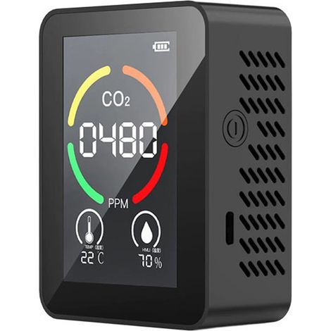 3-in-1 CO₂-Detektor, Kohlendioxid-Detektor, Luftqualitätsanzeige (Temperatur und Luftfeuchtigkeit), CO₂-Monitor für Zuhause, Büro und Auto (1/5)