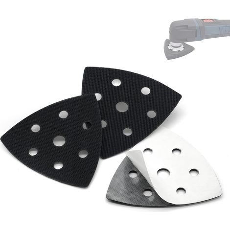 Revêtement auto-agrippant autocollant pour ponceuse delta - Lot de 3 pièces triangulaires 93 mm à 7 trous, compatible avec PDA 180 et avec PMF, rénovation de meubles, angles et finitions (1/5)