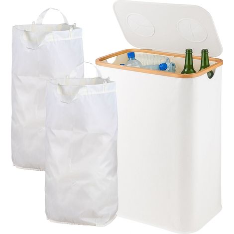 Contenedor de reciclaje de botellas con depósito, 2 secciones, 60-100 botellas