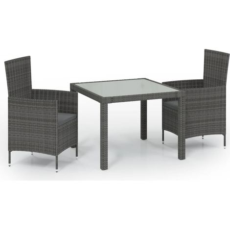 Maison Exclusive - 3-tlg. Garten-Essgruppe mit Kissen Poly Rattan